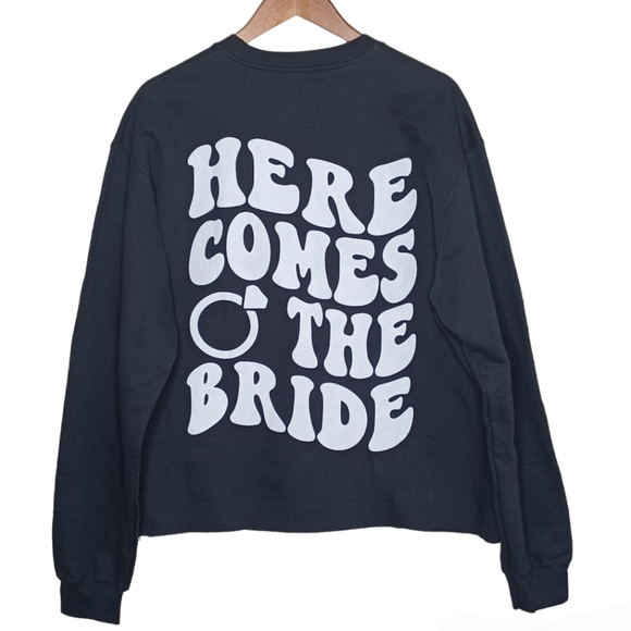 Port and Company Tops - Here Comes The Bride Honeymoon Engagement Wedding Costume Sweatshirt Unisex XL
